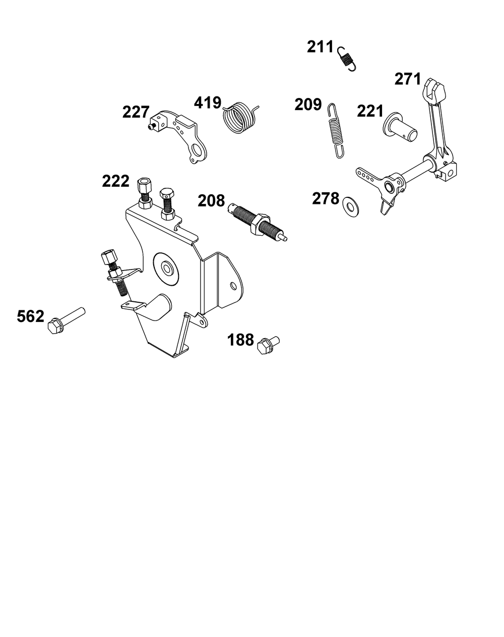 Controls Group Diagram and Parts List for 181D05-0001-01 100000 - 19Z999 Briggs and Stratton Engine